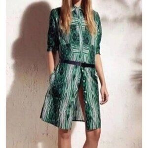 Derek‎ Lam for Design Nation Womens Green Long Sleeve Button Front Shirt Dress S